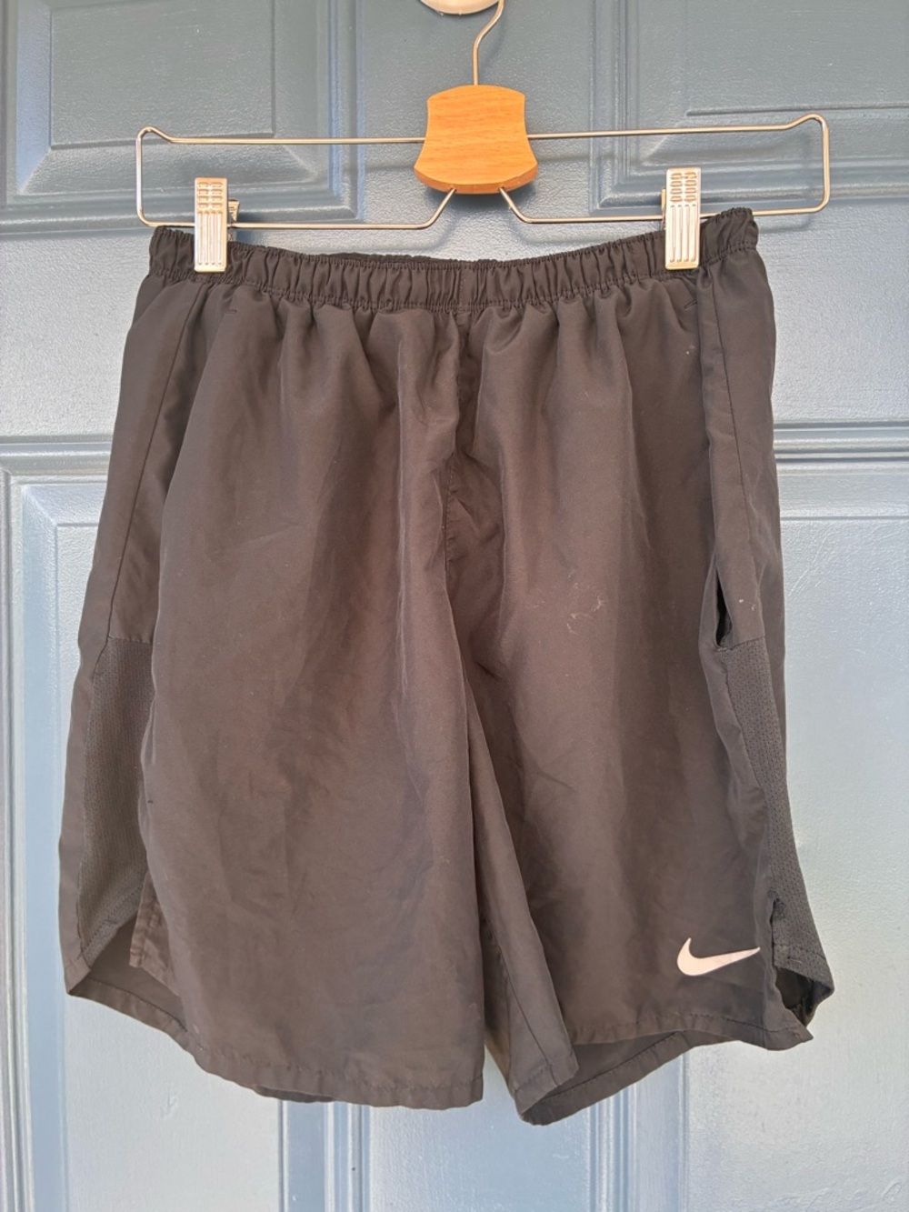 Nike Black Dri Fit Athletic Shorts with back waist snap pocket. Size Small.